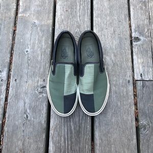 Green Color Block Slip On Vans W8.5